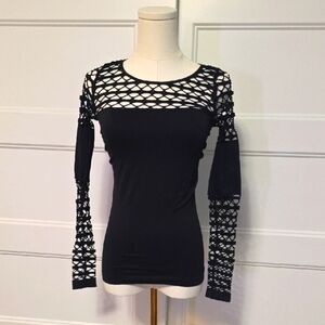 VENUS Black Cutout Sleeve Blouse